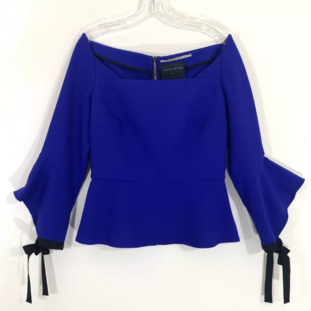 Net-A-Porter by Roland Mouret Blue Off Shoulder Halter Top Size-10